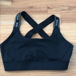 SoulCycle black and silver sports bra